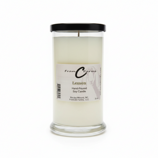 Lemon Soy Candle - 22 oz. Status Jar, hand-poured, fresh lemon scent for a clean burning experience.