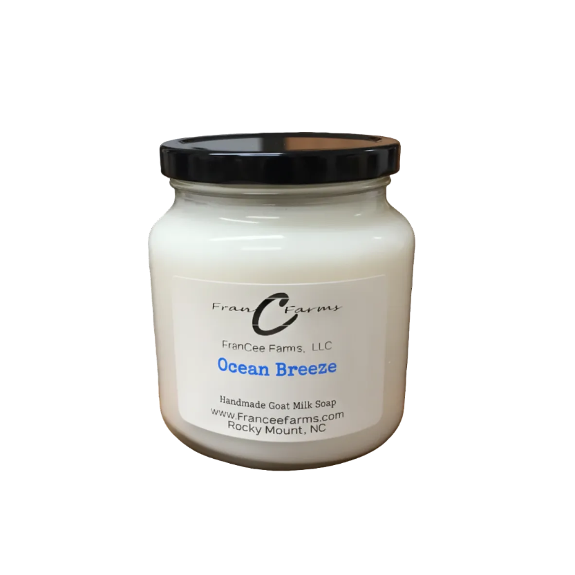 Ocean Breeze Soy Candle in an apothecary jar, 18 oz., offering a fresh coastal aroma.
