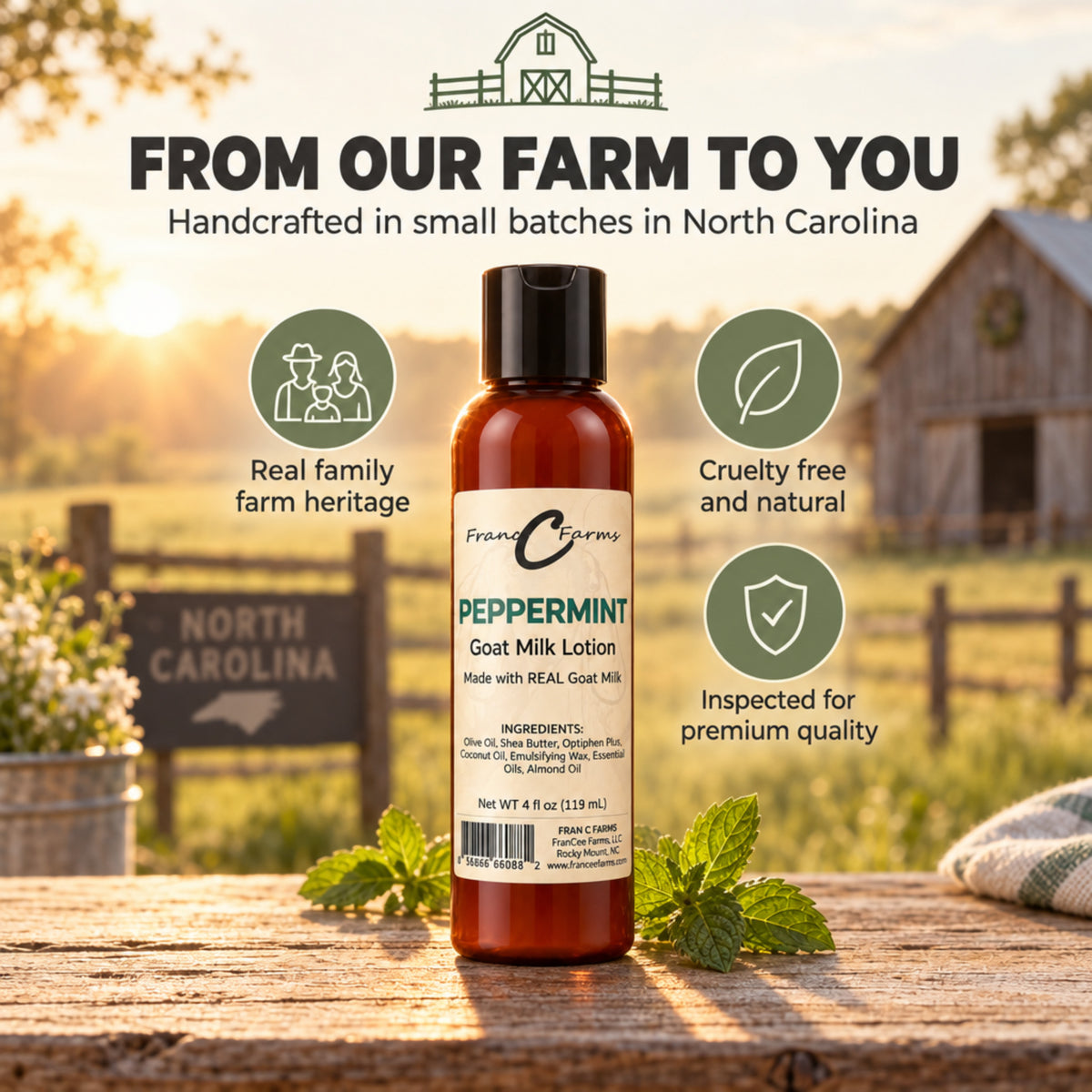 Peppermint Goat Milk Lotion - Made with REAL Goat Milk