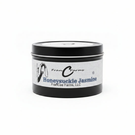 Honeysuckle Jasmine Soy Candle - 8 oz. Tin product image 2 from FRAN C FARMS