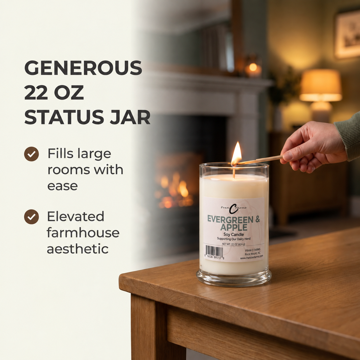 Evergreen & Apple Soy Candle - 22 oz. Status Jar
