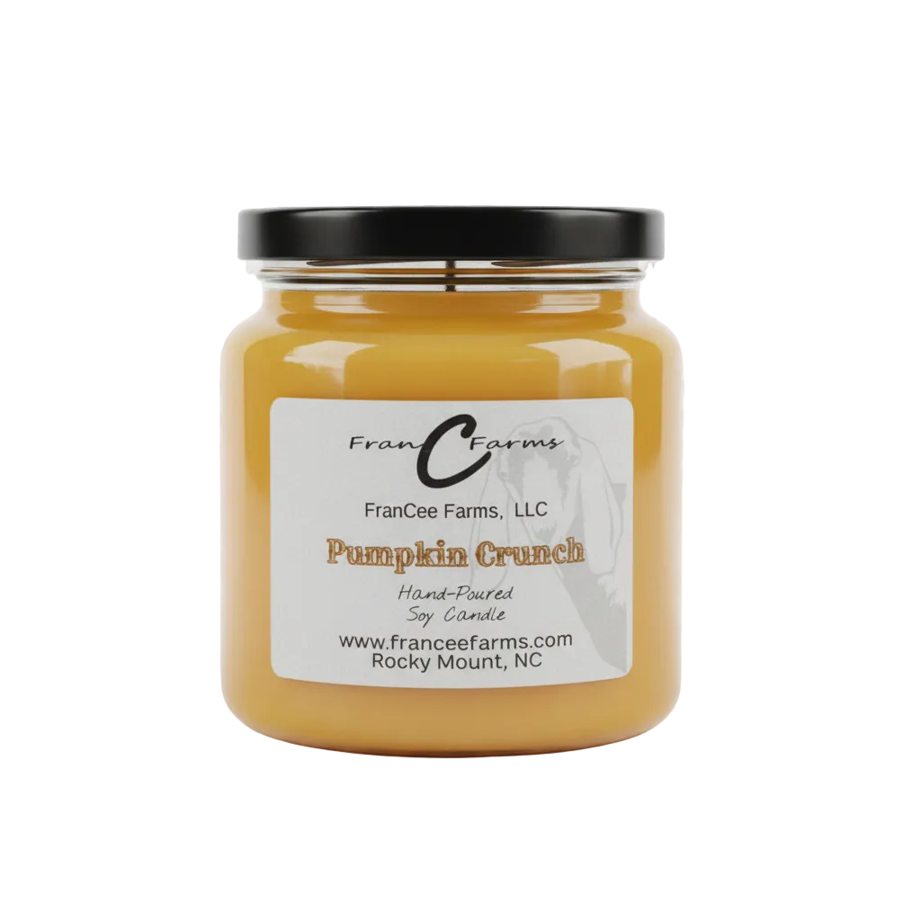 Pumpkin Crunch Soy Candle - 18 oz. Apothecary Jar with delicious autumn scent notes.