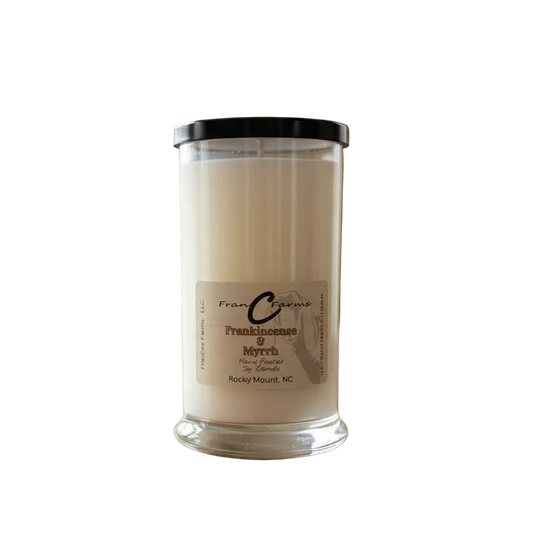 Frankinscense & Myrrh Soy Candle - 22 oz. Status Jar with rich, aromatic fragrance.