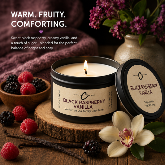 FRAN C FARMS Black Raspberry Vanilla soy candle