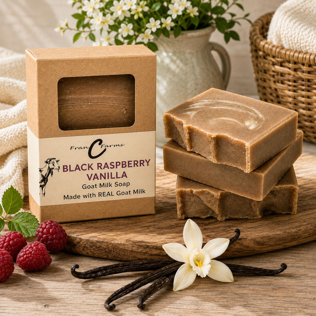 FRAN C FARMS Black Raspberry Vanilla goat milk soap