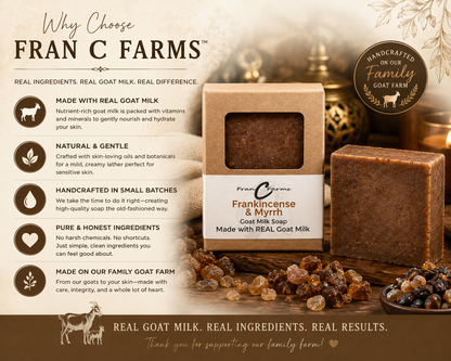 Frankincense & Myrrh Goat Milk Soap - Made with REAL Goat Milk