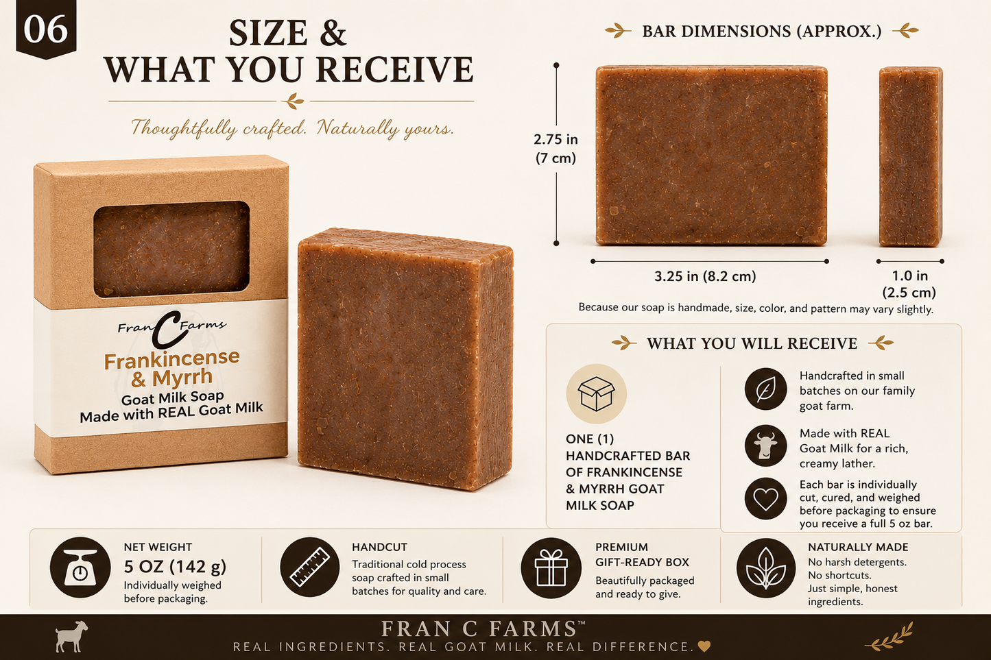 Frankincense & Myrrh Goat Milk Soap - Made with REAL Goat Milk