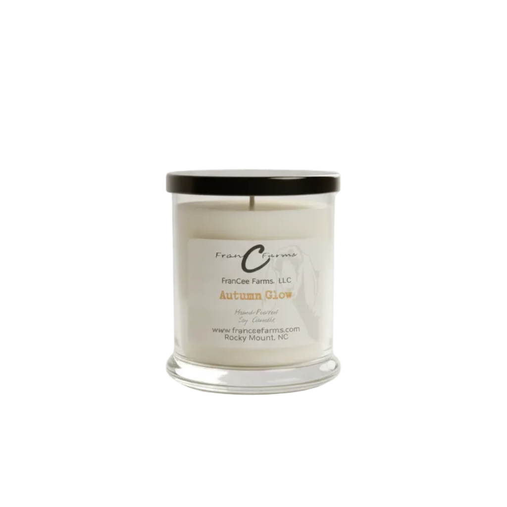 Autumn Glow Soy Candle - 12 oz. Status Jar by FranCee Farms, capturing the essence of the fresh fall season.