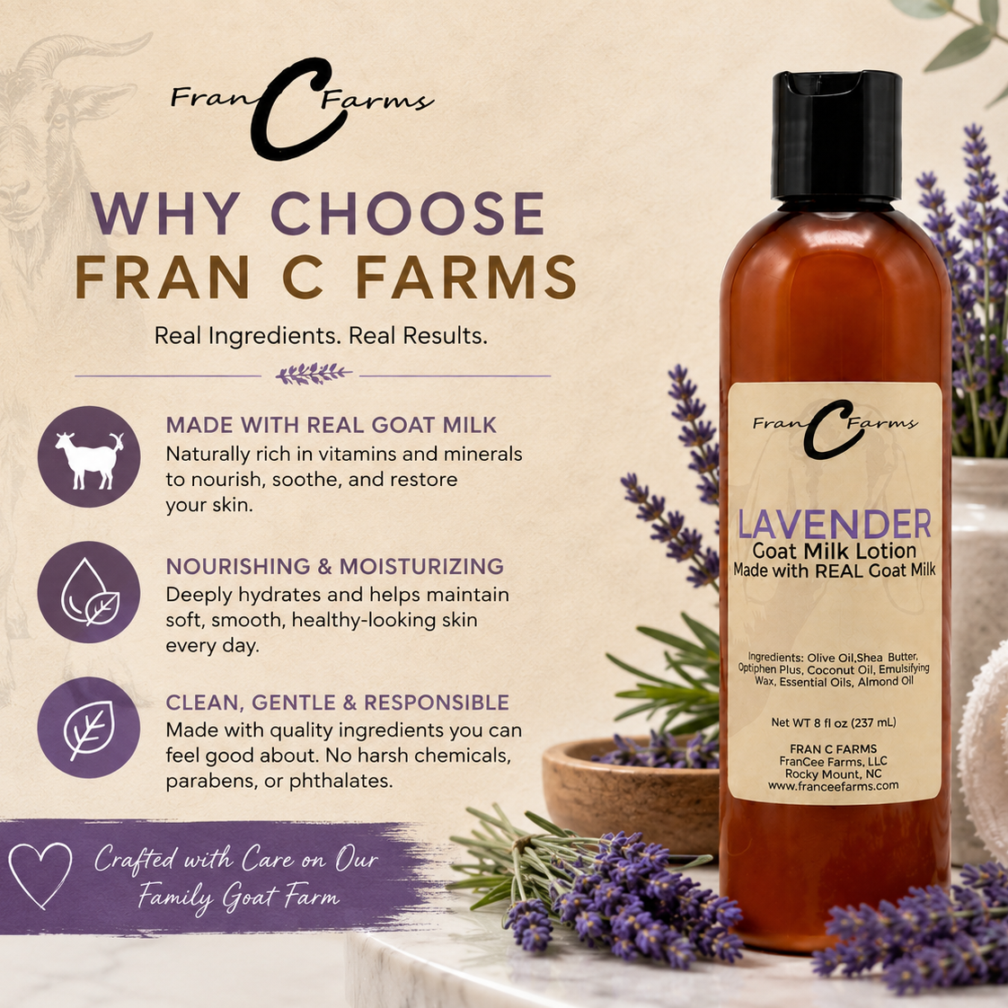 Lavender Goat Milk Lotion - Made with REAL Goat Milk
