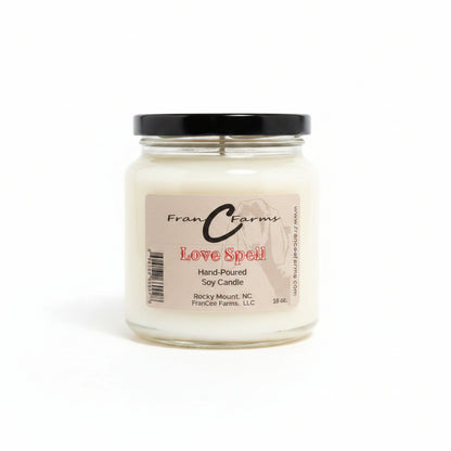 Love Spell Soy Candle - 18 oz. apothecary jar handcrafted by FranC Farms.