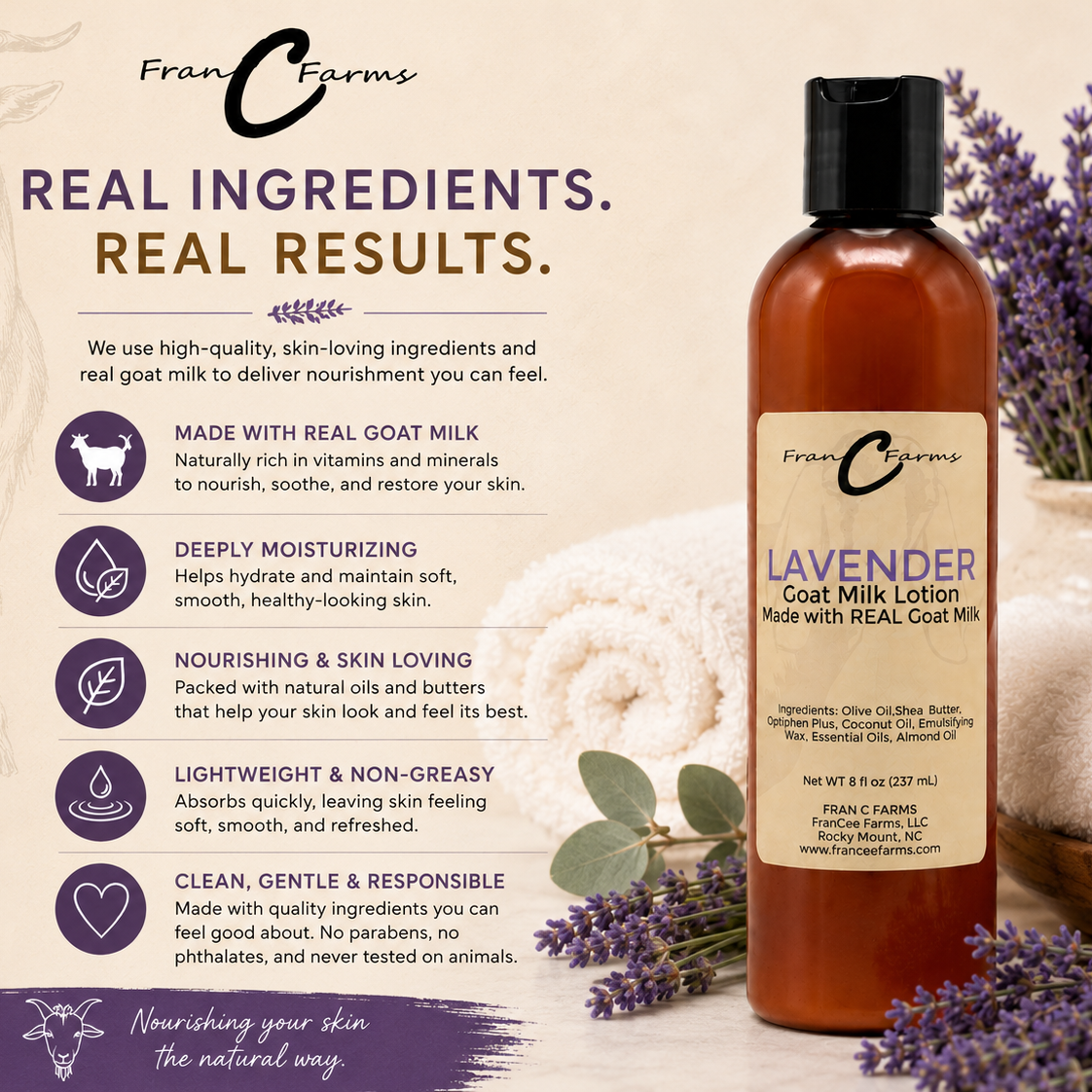 Lavender Goat Milk Lotion - Made with REAL Goat Milk