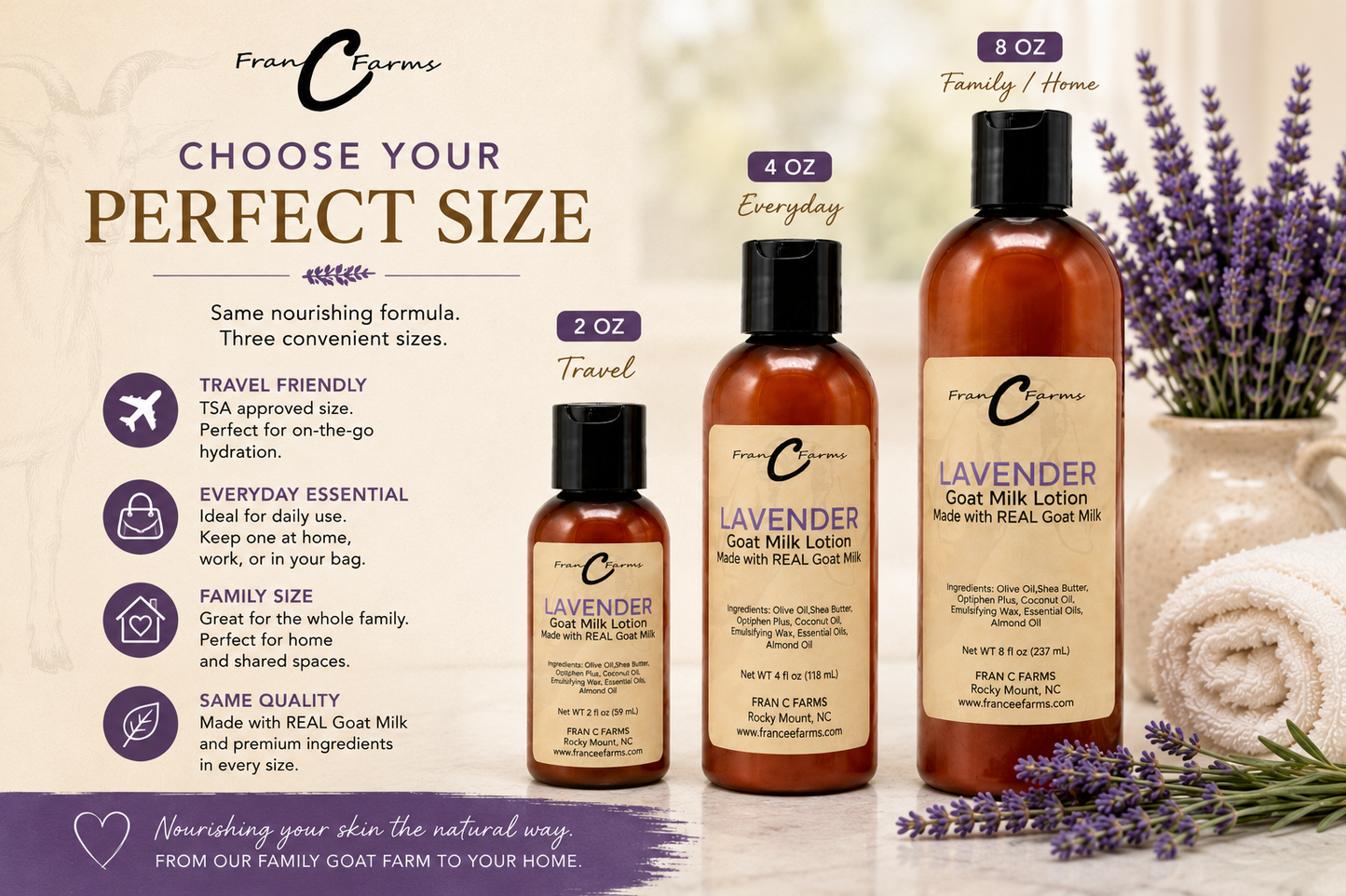 Lavender Goat Milk Lotion - Made with REAL Goat Milk
