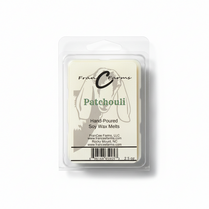 Patchouli Soy Wax Melts from FranCee Farms, hand-poured, 100% soy wax, long lasting fragrance.