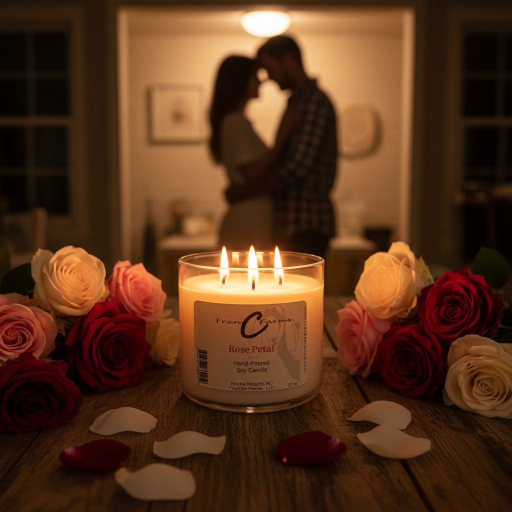 Rose Petal Soy Candle - 20 oz. 3 Wick