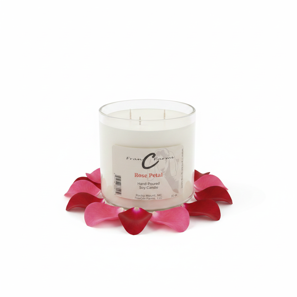 Rose Petal Soy Candle - 20 oz. 3 Wick