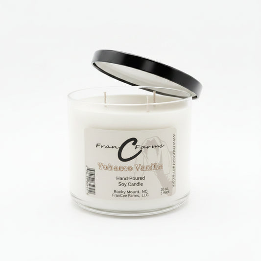 Tobacco Vanilla Soy Candle - 20 oz. 3 Wick product image 2 from FRAN C FARMS