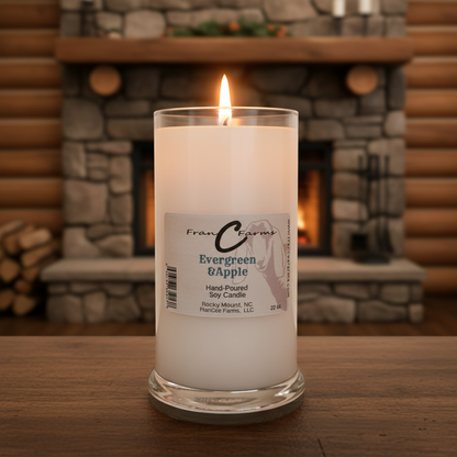 Evergreen & Apple Soy Candle - 20 oz. Status Jar, hand-poured with bright apple and fir notes.