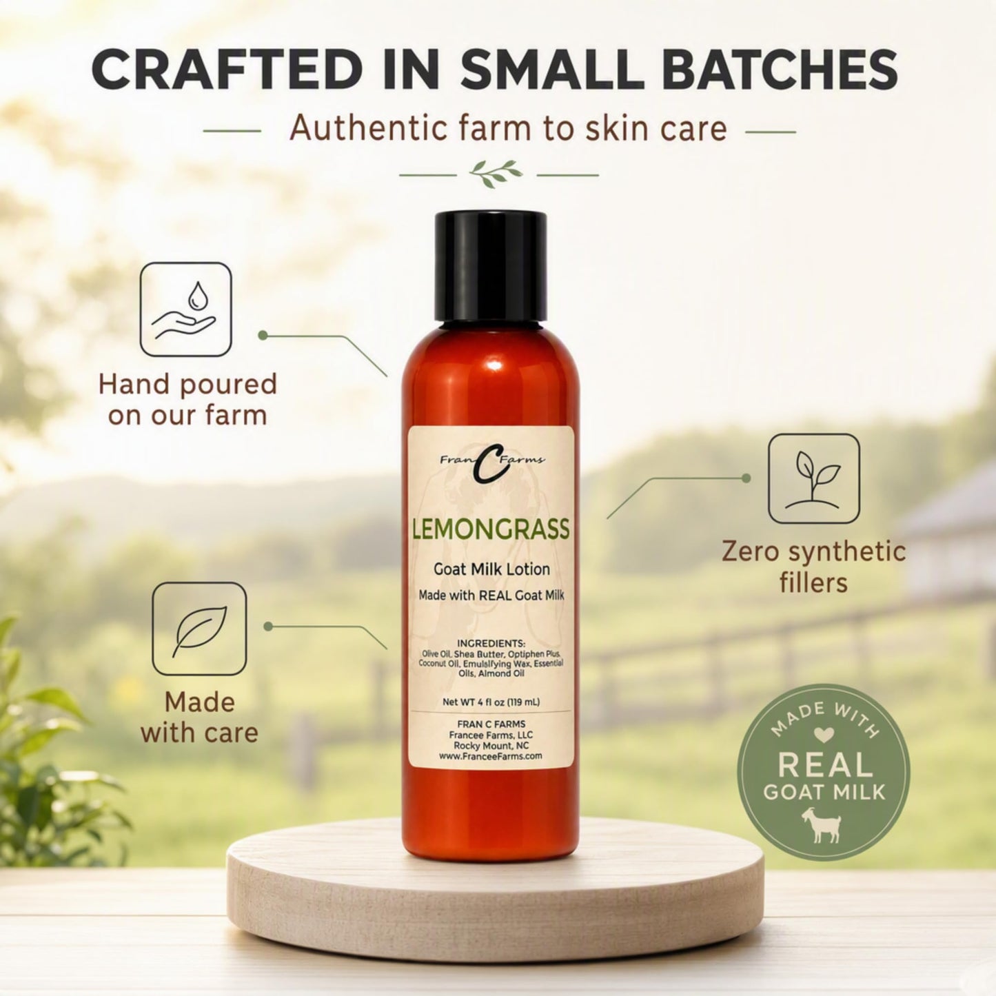 FRAN C FARMS  Goat Milk Lotion -DUAL PARENT