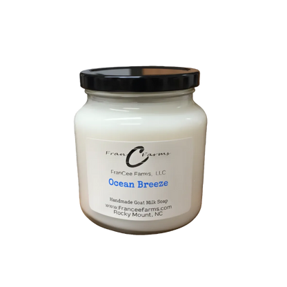 Ocean Breeze Soy Candle in an apothecary jar, 18 oz., offering a fresh coastal aroma.