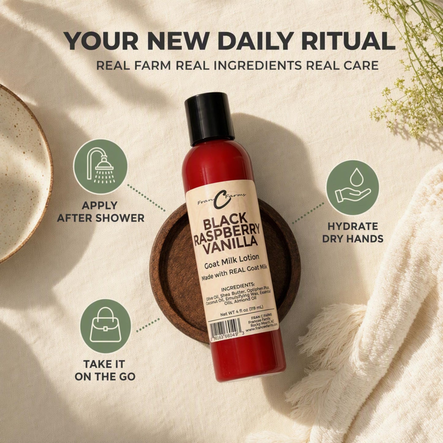 FRAN C FARMS  Goat Milk Lotion -DUAL PARENT