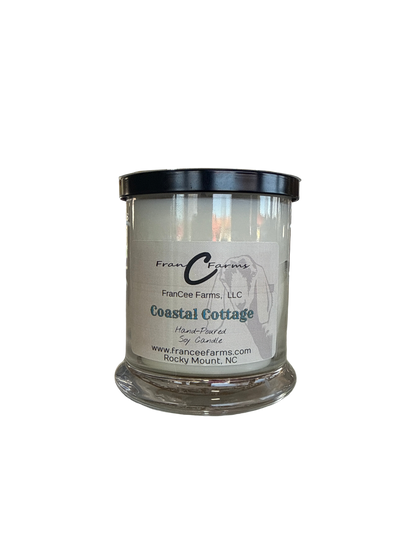 Coastal Cottage Soy Candle - 12 oz. jar showcasing a calming fragrance from FranCee Farms.