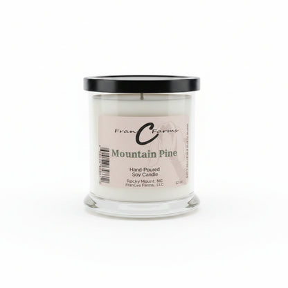 Mountain Pine Soy Candle - 12 oz. Status Jar, hand-poured with fresh, crisp winter fragrance.