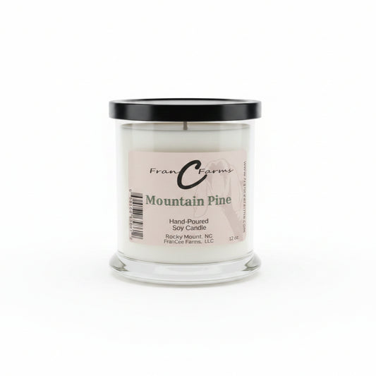 Mountain Pine Soy Candle - 12 oz. Status Jar, hand-poured with fresh, crisp winter fragrance.