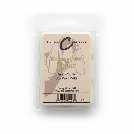 Honeydew Melon Soy Wax Melts by FranCee, hand-poured and toxin-free, 2.5 oz package.