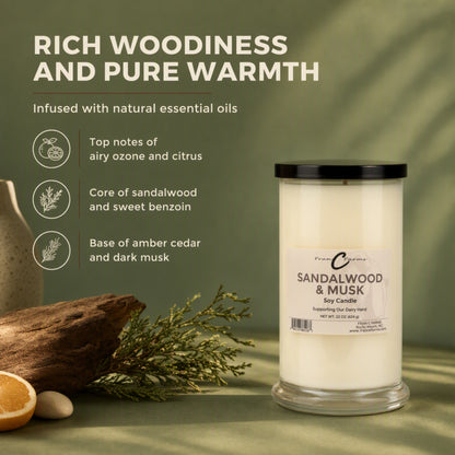 Sandalwood & Musk Soy Candle - 22 oz. Status Jar