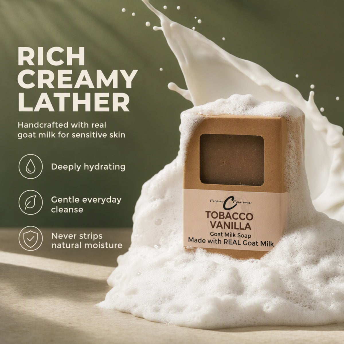 Tobacco Vanilla Goat Milk Soap product image 4 from FRAN C FARMS