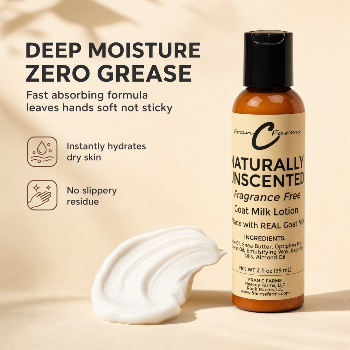 Naturally Unscented Goat Milk Lotion | FRAN C FARMS