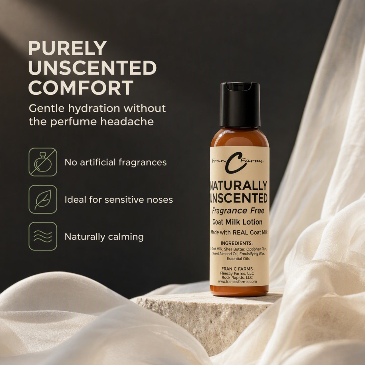 Naturally Unscented Goat Milk Lotion | FRAN C FARMS