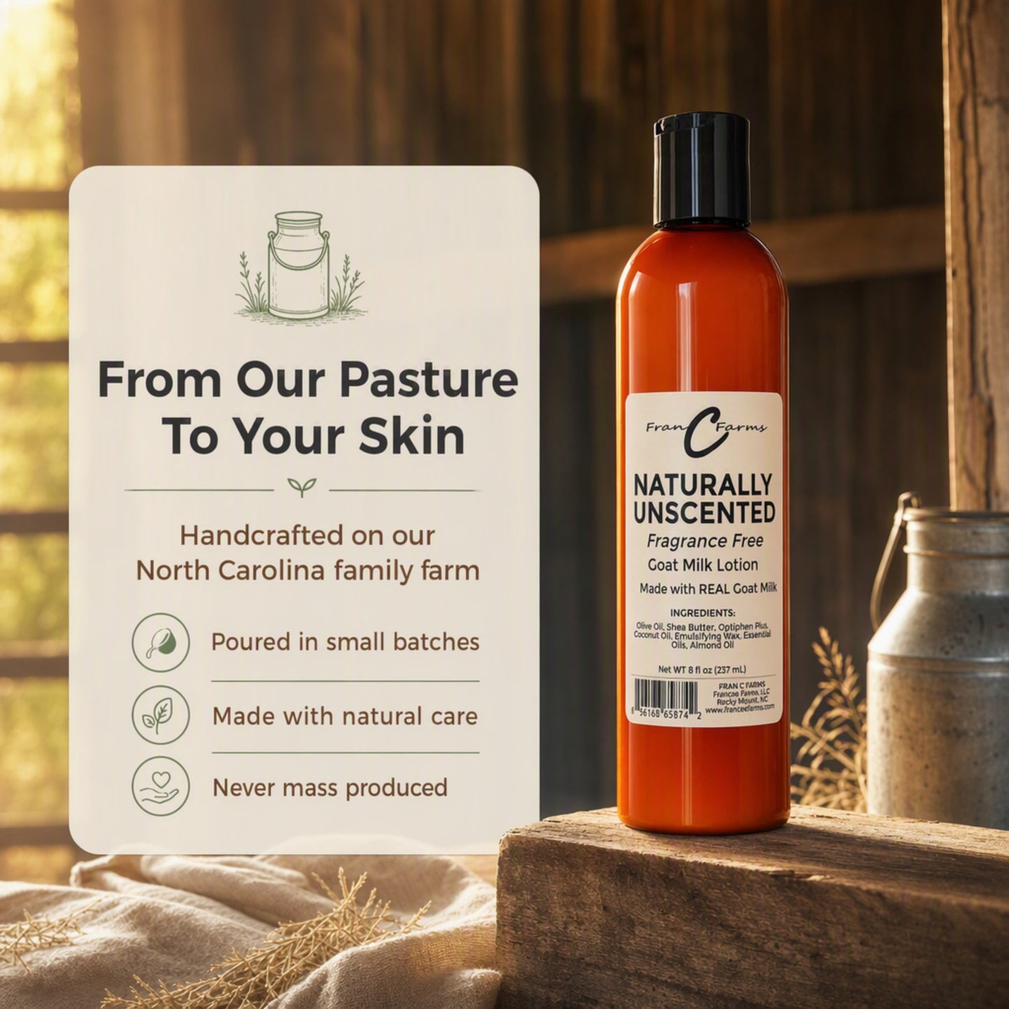 Naturally Unscented Goat Milk Lotion | FRAN C FARMS