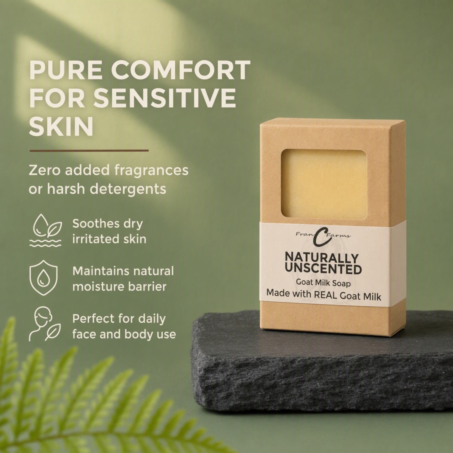 Naturally Unscented Goat Milk Soap – Made with REAL Goat Milk