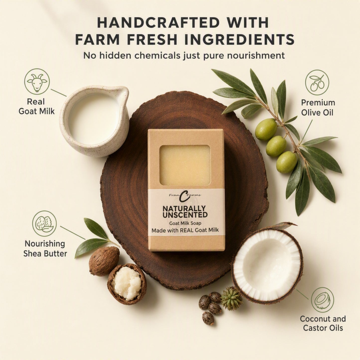 Naturally Unscented Goat Milk Soap – Made with REAL Goat Milk