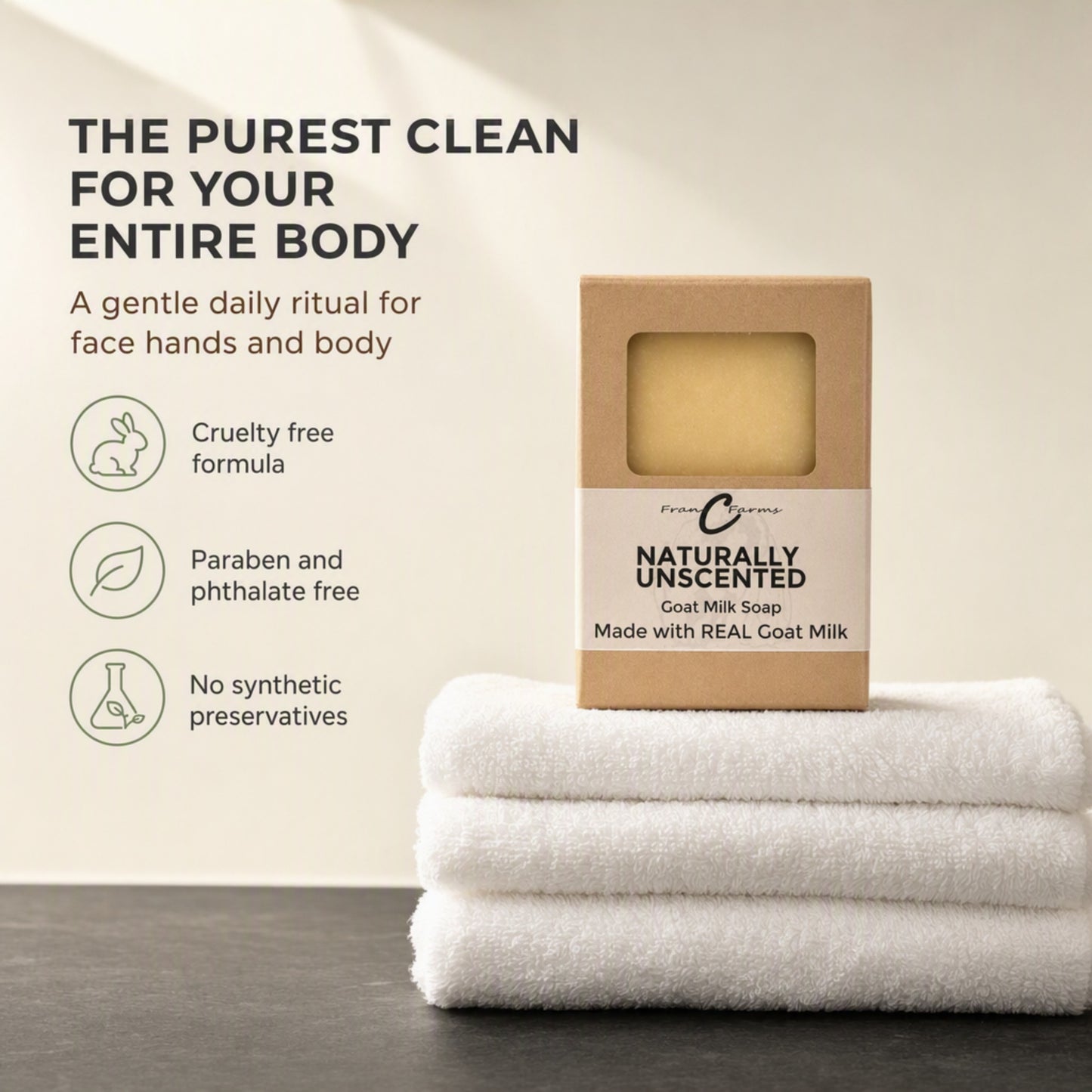 Naturally Unscented Goat Milk Soap – Made with REAL Goat Milk