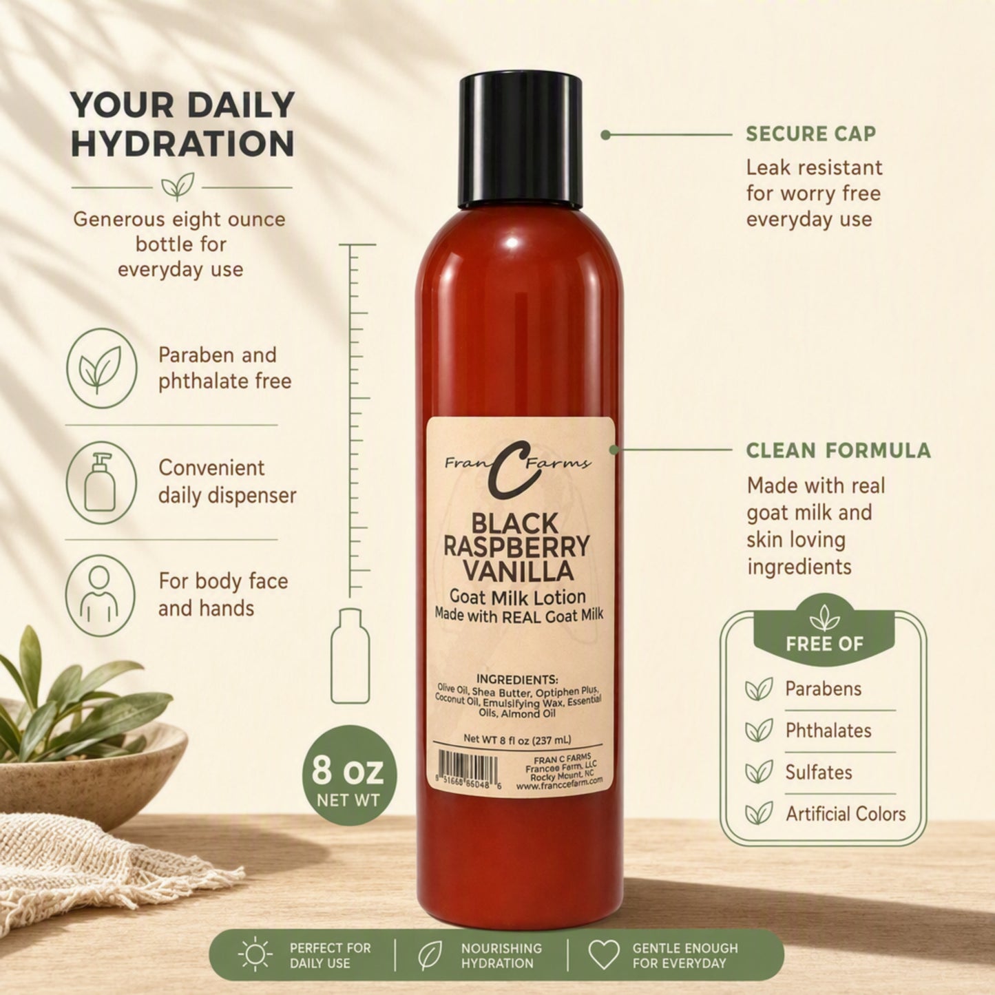 Black Raspberry Vanilla Goat Milk Lotion - Made With REAL Goat Milk