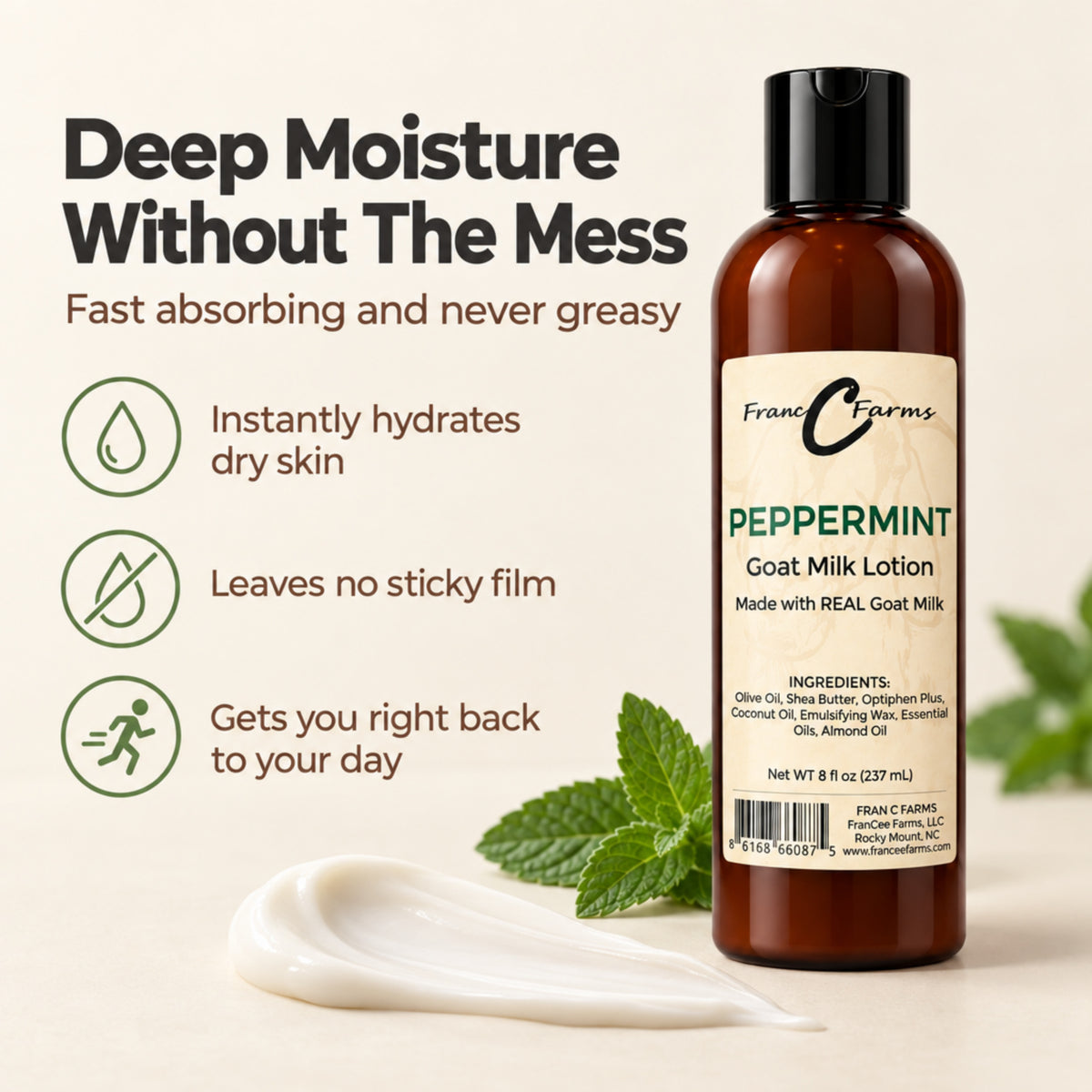 Peppermint Goat Milk Lotion - Made with REAL Goat Milk