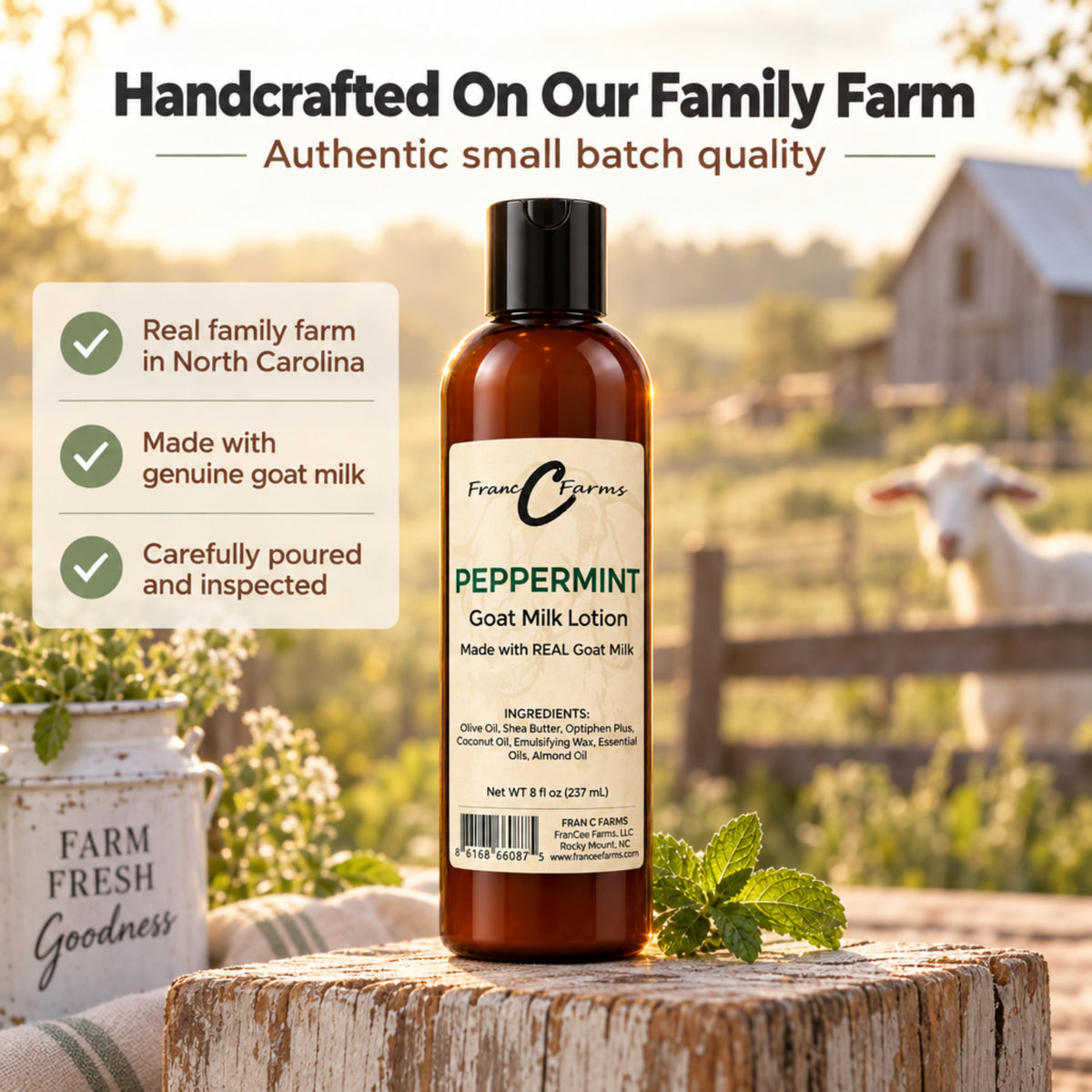 Peppermint Goat Milk Lotion - Made with REAL Goat Milk