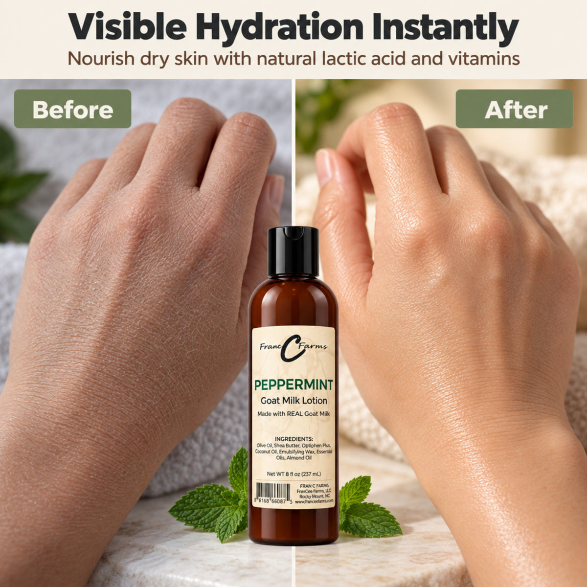 Peppermint Goat Milk Lotion - Made with REAL Goat Milk