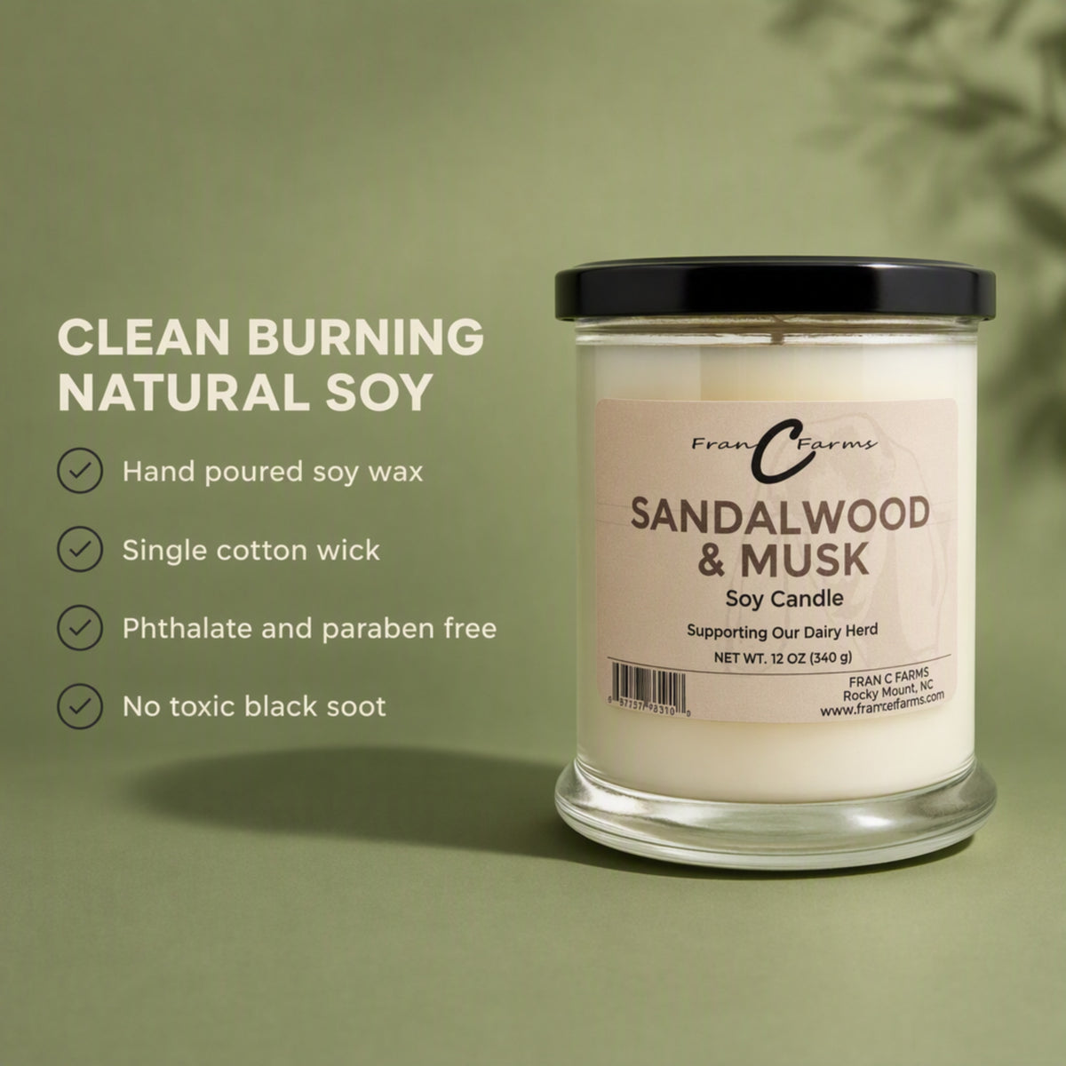 Sandalwood & Musk Soy Candle - 12 oz. Status Jar