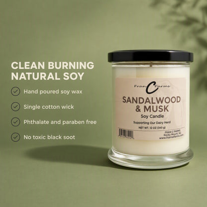 Sandalwood & Musk Soy Candle - 12 oz. Status Jar