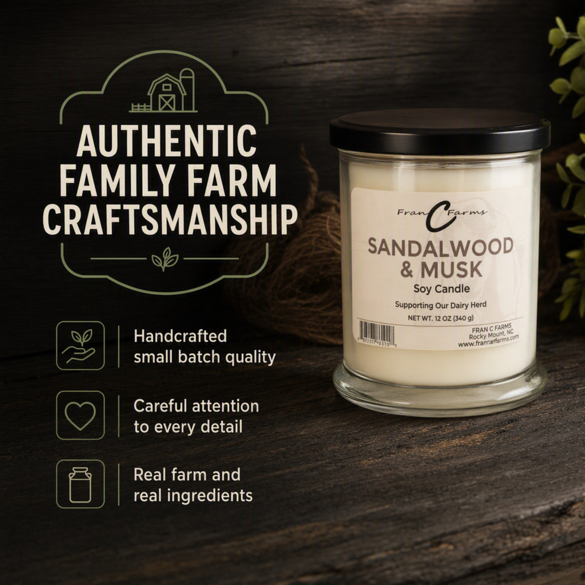 Sandalwood & Musk Soy Candle - 12 oz. Status Jar