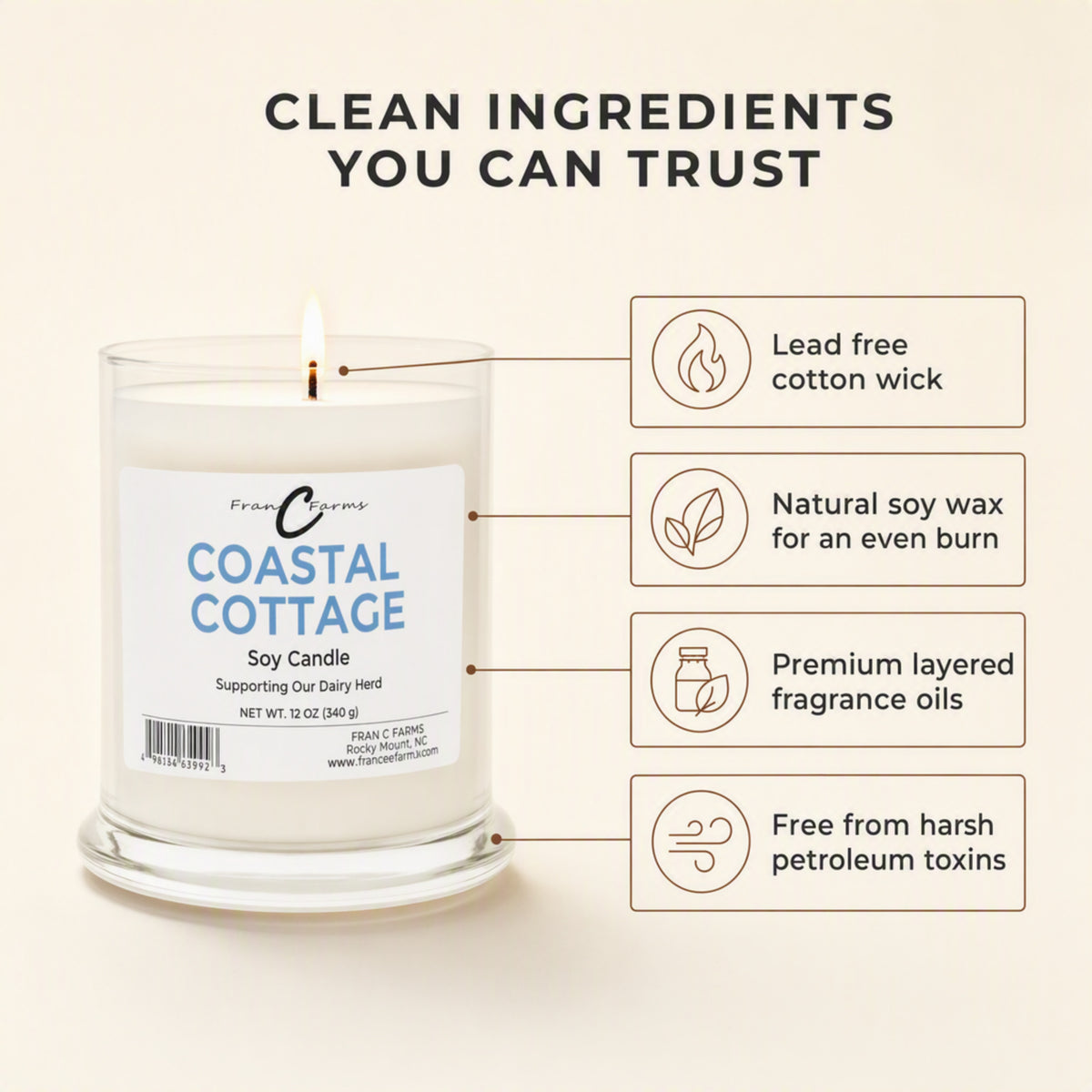 Coastal Cottage Soy Candle - 12 oz. Status Jar