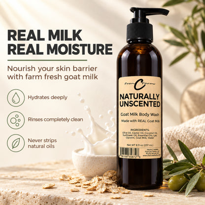 Naturally Unscented Goat Milk Body Wash - Made with REAL Goat Milk