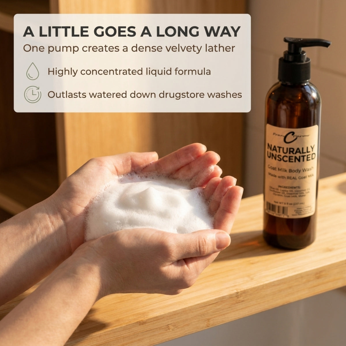 Naturally Unscented Goat Milk Body Wash - Made with REAL Goat Milk