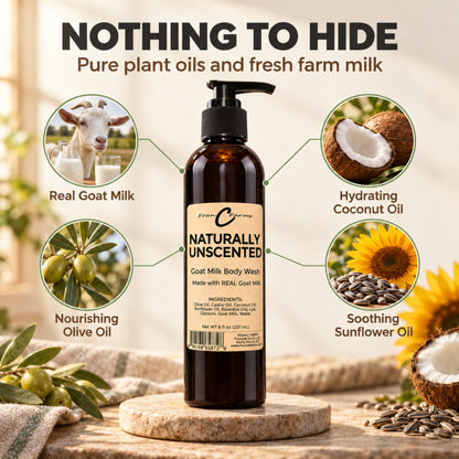 Naturally Unscented Goat Milk Body Wash - Made with REAL Goat Milk