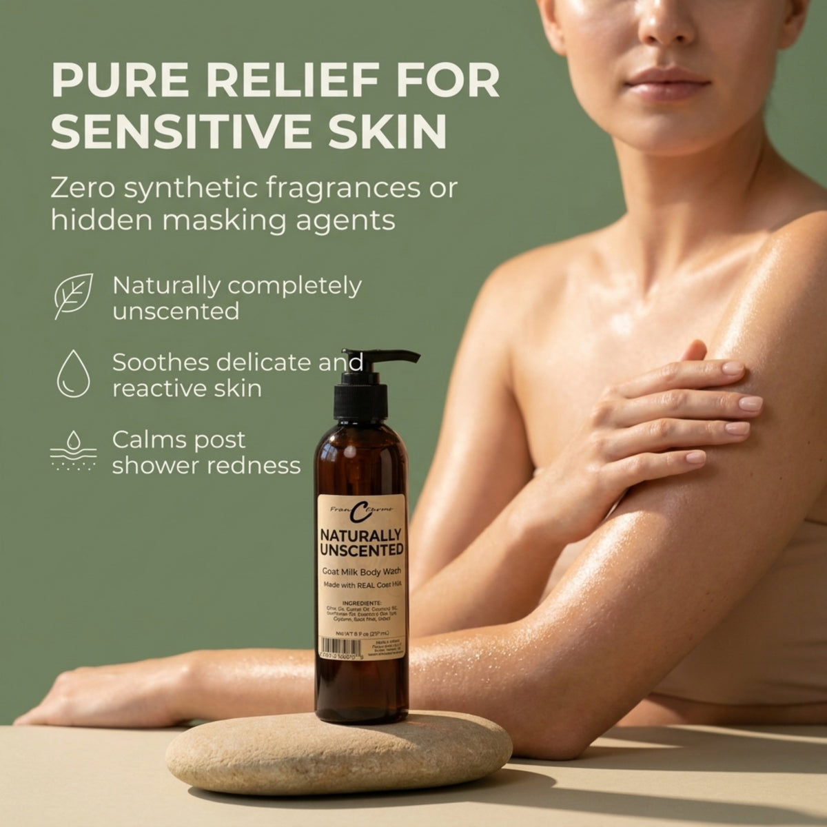 Naturally Unscented Goat Milk Body Wash - Made with REAL Goat Milk