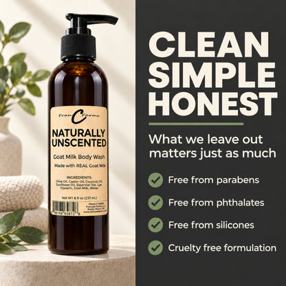 Naturally Unscented Goat Milk Body Wash - Made with REAL Goat Milk