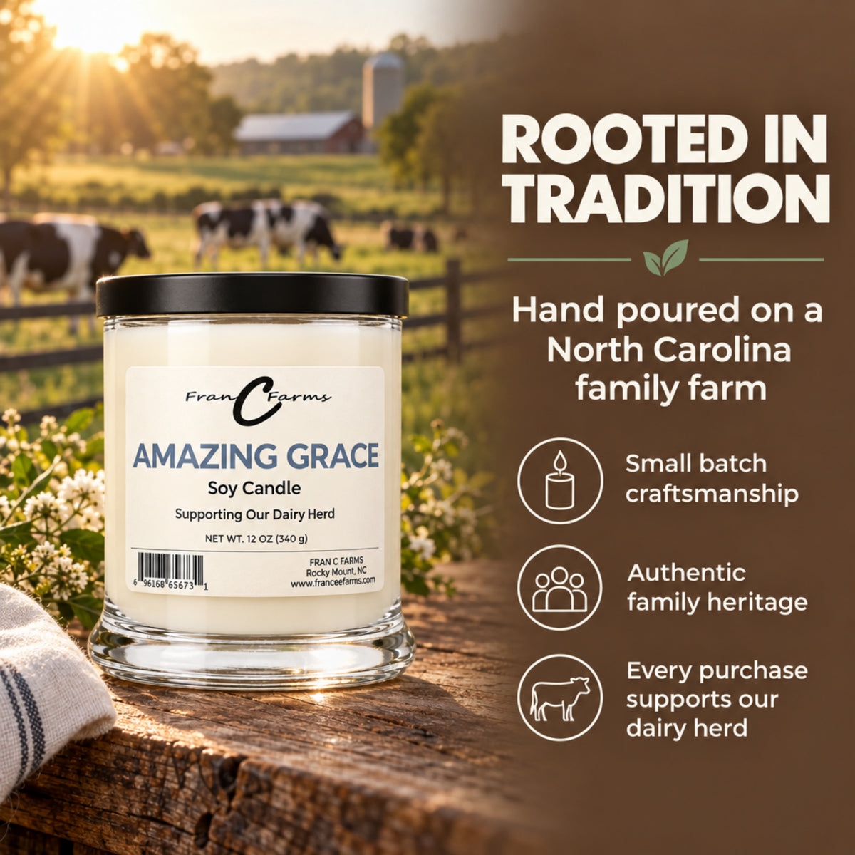 Amazing Grace Soy Candle - 12 oz. Status Jar